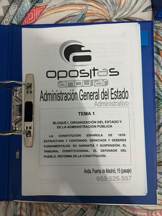 temario repartido en 3 carpetas duras de anillas