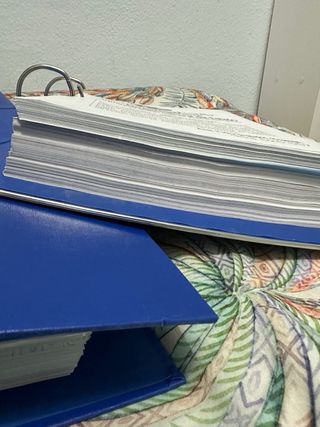 temario repartido en 3 carpetas duras de anillas