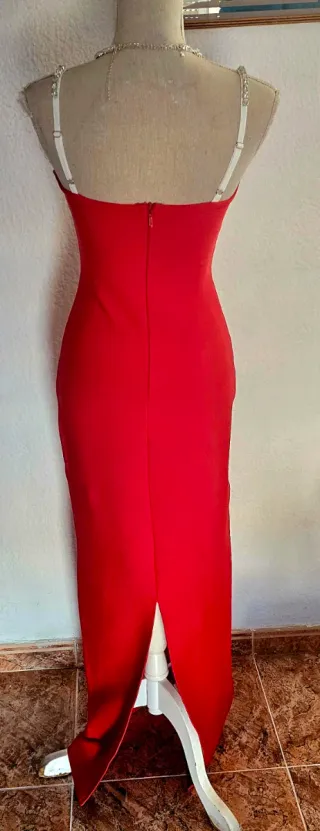 Vestido Bandage Rojo y Blanco con pedreria.
