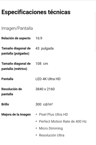 TV Philips 43PUK4900/12 Negra