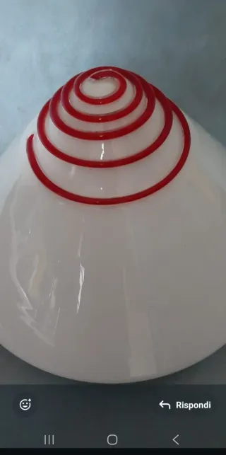 Applique Vetro Murano Anni '70 Rosso Bianco