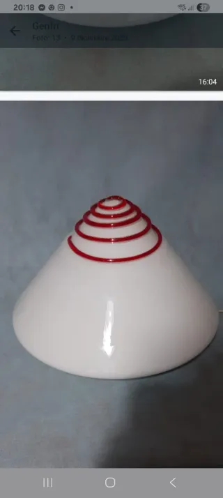 Applique Vetro Murano Anni '70 Rosso Bianco