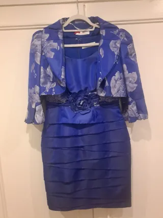 Vestido Chaqueta Sonia Peña azul talla 40 fiestas