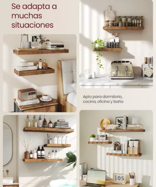 Estanterías de pared madera y metal.