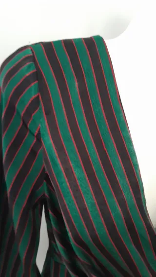 Camisa Zara fiesta rayas verde/marrón XS