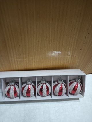 Bolas de Navidad Rojas y Plateadas (5 uds)