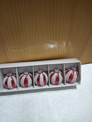 Bolas de Navidad Rojas y Plateadas (5 uds)