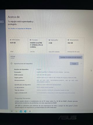 Portátil Asus N750j Plata