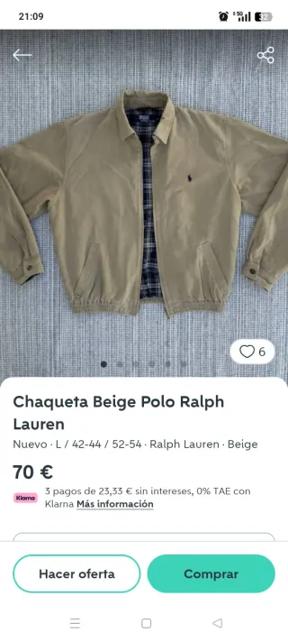 Chaqueta Polo Ralph Lauren Negra Talla M