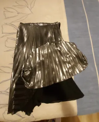 Falda Ralph Lauren fiesta plateada plisada