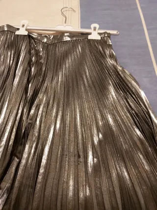 Falda Ralph Lauren fiesta plateada plisada