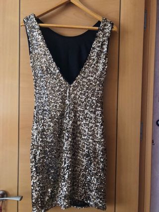 Vestido de fiesta lentejuelas de oro