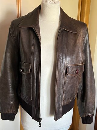 Cazadora Piel Marrón Talla 42