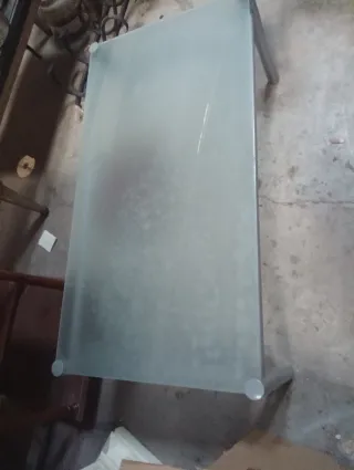 Mesa de centro cristal y metal