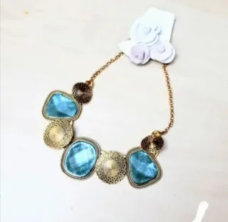Collar Joya Dorado Bronce Azul