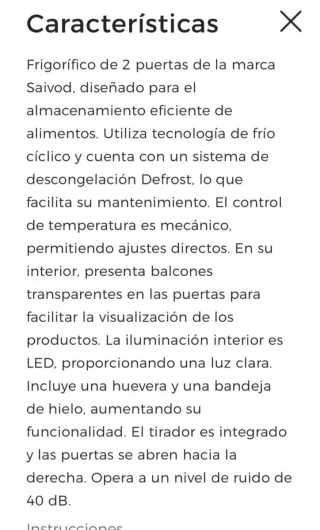 Frigorífico Saivod 2 puertas ( tiene año y medio)