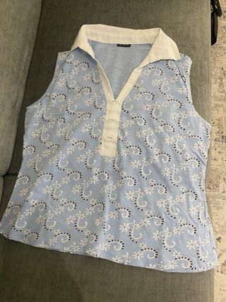 Camisa sin mangas Elisa Pitella azul y blanco