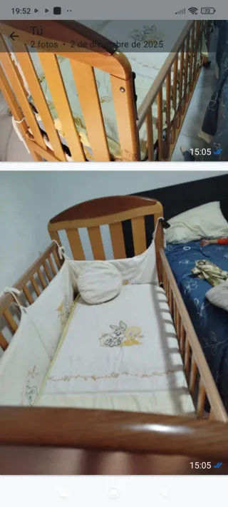 Cuna de madera para bebé