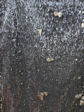 Falda Zara lentejuelas negra y plata