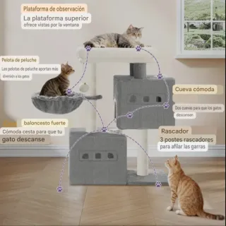 Árbol Rascador Gato 75cm múltiples plataformas