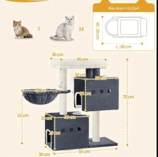 Árbol Rascador Gato 75cm múltiples plataformas