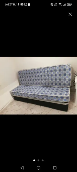 Sofá Cama Tela Azul y Gris