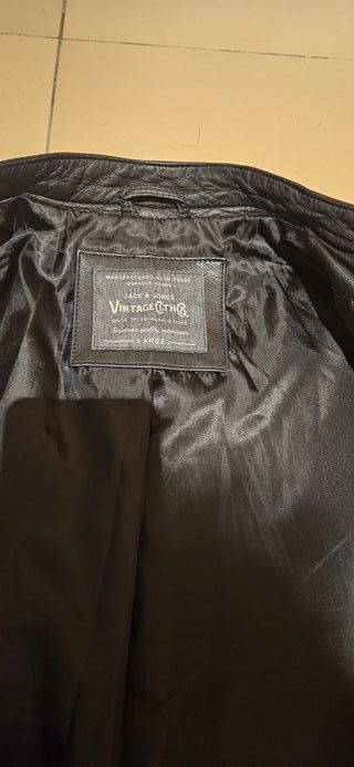 Chaqueta Cuero Jack & Jones Negra Talla L