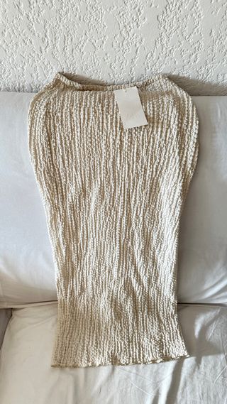 Falda Zara Beige Talla M Texturizada