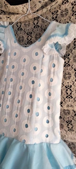 Traje Flamenca Niña 4-5 Años Azul/Blanco