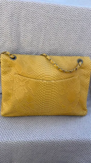Bolso Chanel Piel Serpiente Amarillo