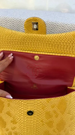 Bolso Chanel Piel Serpiente Amarillo