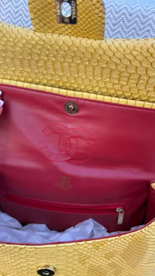 Bolso Chanel Piel Serpiente Amarillo