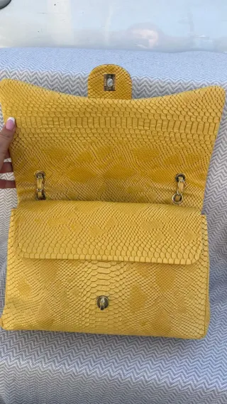 Bolso Chanel Piel Serpiente Amarillo