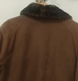 Chaquetón mujer cuello pelo marrón