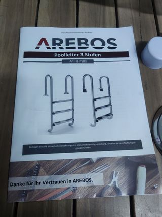 Arebos – Acero Inox Escalera para Piscina de 3 peldaños