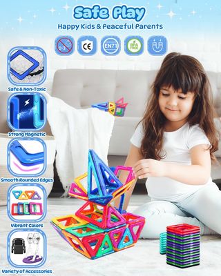 Puzzle Theefun 60 piezas CLP-32 Bloques de Construcción Magnéticos, 60 Piezas Construcciones Magneticas Niños 3 4 5 6 7 8 Años de Creatividad y Educación Juguetes de Construcciones Magneticas Rega...