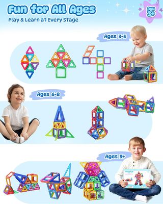 Puzzle Theefun 60 piezas CLP-32 Bloques de Construcción Magnéticos, 60 Piezas Construcciones Magneticas Niños 3 4 5 6 7 8 Años de Creatividad y Educación Juguetes de Construcciones Magneticas Rega...