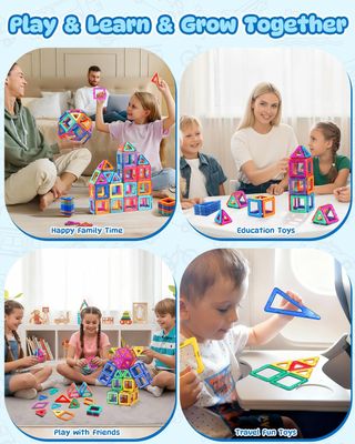 Puzzle Theefun 60 piezas CLP-32 Bloques de Construcción Magnéticos, 60 Piezas Construcciones Magneticas Niños 3 4 5 6 7 8 Años de Creatividad y Educación Juguetes de Construcciones Magneticas Rega...