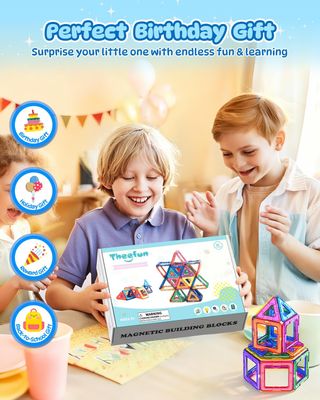 Puzzle Theefun 60 piezas CLP-32 Bloques de Construcción Magnéticos, 60 Piezas Construcciones Magneticas Niños 3 4 5 6 7 8 Años de Creatividad y Educación Juguetes de Construcciones Magneticas Rega...