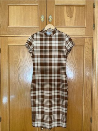 Vestido corto manga corta cuadros