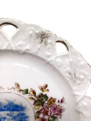 Antico piatto porcellana traforata stile Liberty