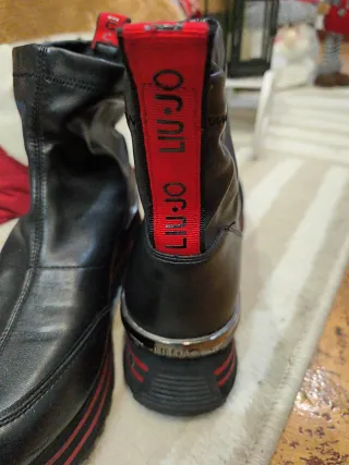 Botines mujer negros con detalles rojos talla 38