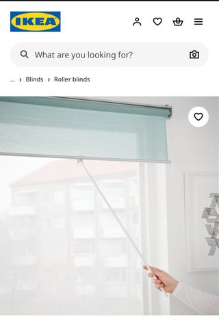 Cortina enrollable Ikea tela verde azulado