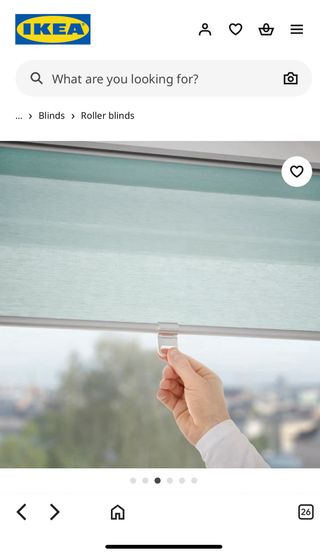 Cortina enrollable Ikea tela verde azulado