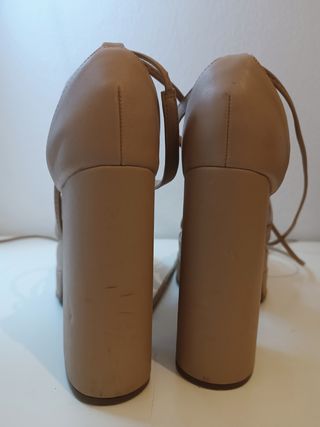 Zapatos Maxi Plataforma Tacón Alto Beige