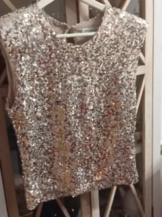 Top lentejuelas dorado sin mangas