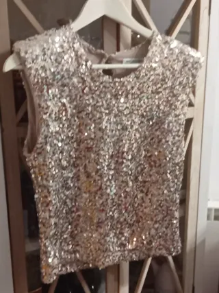 Top lentejuelas dorado sin mangas