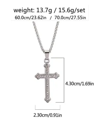 Cadena con colgante cruz pedrería