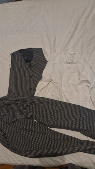 Traje Vasco Niño Talla 10 Gris Rayas