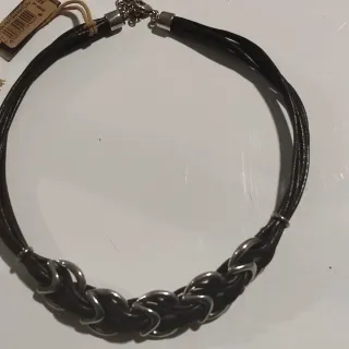 Collar Uno de 50 marrón y Plateado